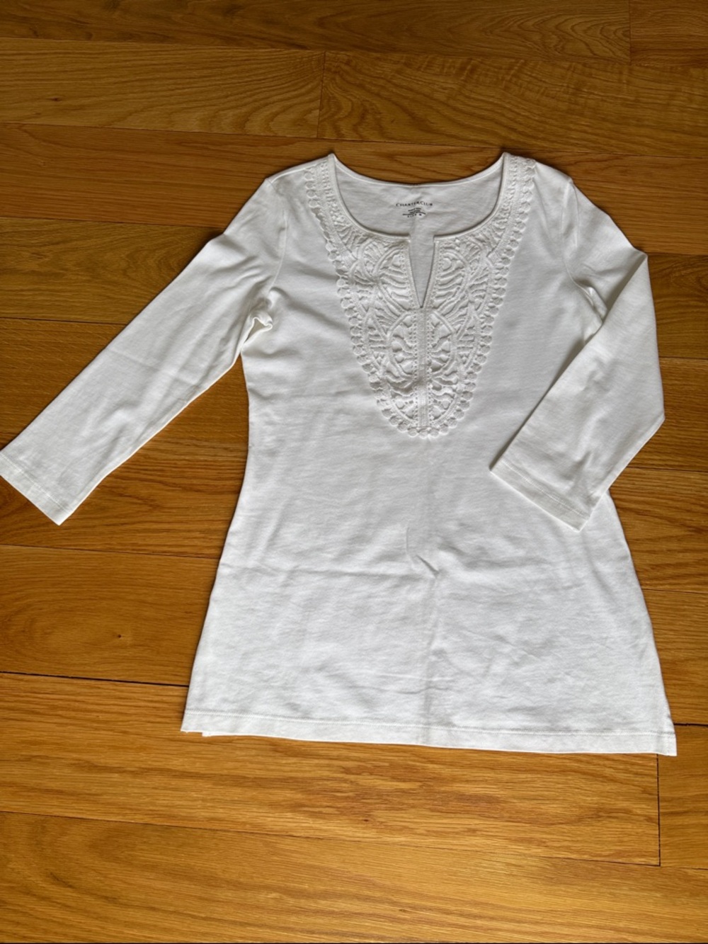 Charter Club White Embroidered Top, XS